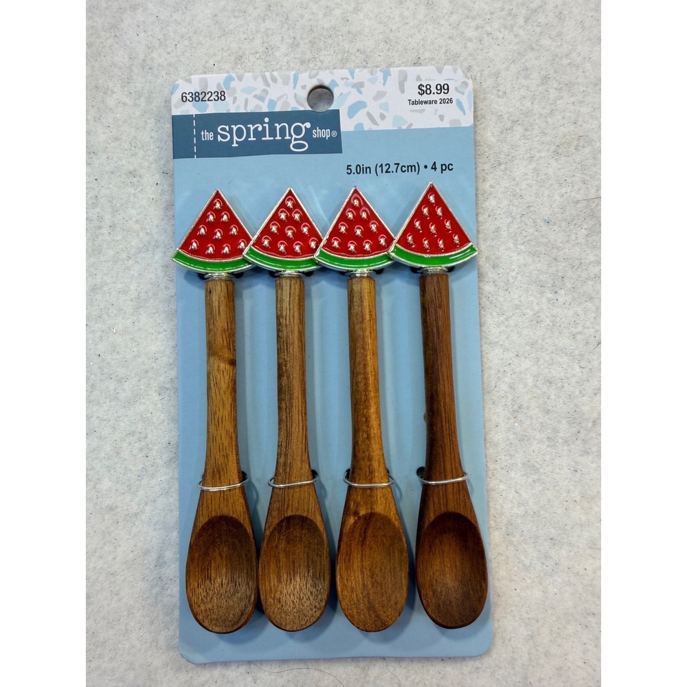 The Spring Shop Watermelon Wood Spoon Set 4pc Summer Tableware 6382238 HL9208319